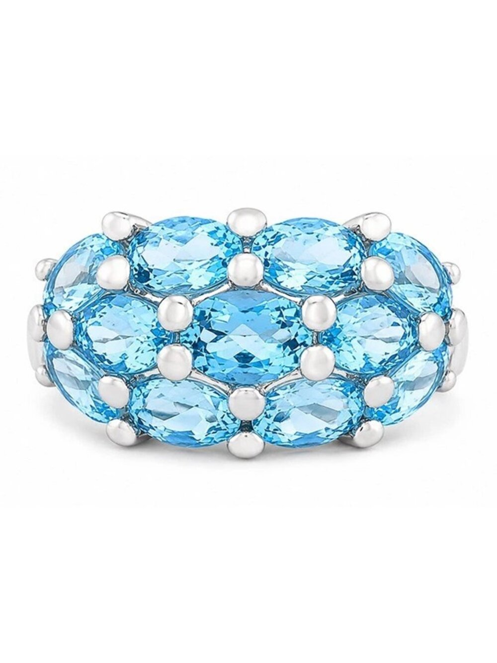 Genuine 6 Cts Blue Topaz 10k White Gold Ring